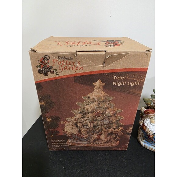 🎄KIRKLANDS Potter's Garden CHRISTMAS Ceramic Tree 10x7” Santa Sleigh Reindeer - Picture 11 of 12